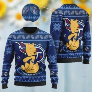 Tennessee Titans NFL American Football Team Logo Cute Winnie The Pooh Bear 3D Ugly Christmas Sweater Shirt For Men And Women On Xmas Days