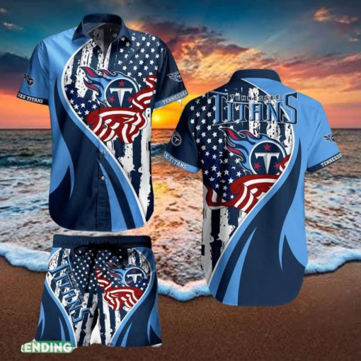 Tennessee Titans NFL Vintage US Flag Graphic Trends Hawaiian Shirt And Short For Men Women Gift Summer Beach Team Holiday