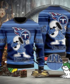 Tennessee Titans Snoopy Funny Knitted Christmas Sweater AOP Snowplow