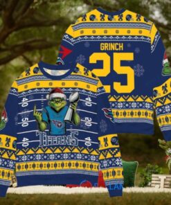 Tennessee Titans x Grinch Christmas Dr. Seuss How the Grinch Stole Christmas with Super Bowl Trophy Custom Ugly Christmas Sweater