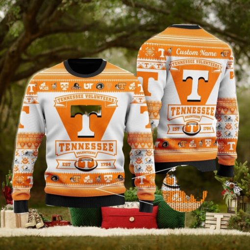 Tennessee Volunteers Football Team Logo Personalized Ugly Christmas Sweater Christmas Gift For Big Fans.