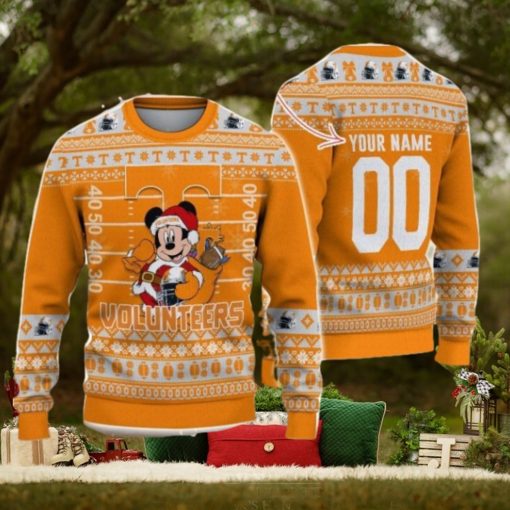 Tennessee Volunteers Mickey Player Custom Name And Number Ugly Christmas Sweater