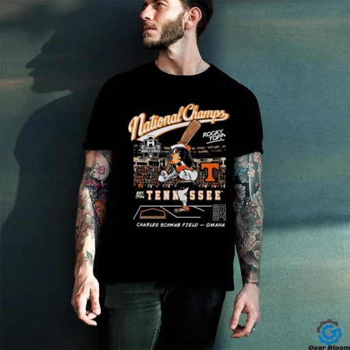 Tennessee Volunteers NCAA D1 2024 Baseball College World Series National Champion Smokey Rocky Top Charles Schwab Field Omaha T Shirt