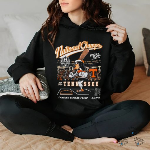 Tennessee Volunteers NCAA D1 2024 Baseball College World Series National Champion Smokey Rocky Top Charles Schwab Field Omaha T Shirt
