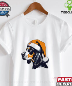 Tennessee Volunteers Tennessee Smokey Claus Shirt festive holiday design featuring the Tennessee Volunteers mascot, Smokey, dressed as Santa Claus