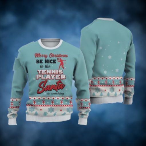 Tennis Merry Christmas Be Nice Ugly Christmas Sweater