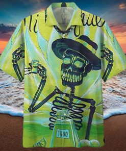 Tequila Mexicano Skeleton Art Camisa Tropical Aloha Hawaiian Shirts For Men For Women
