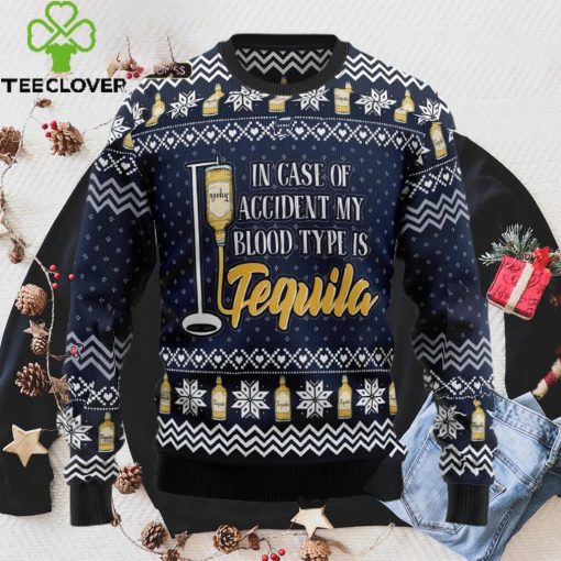 Tequila My Blood Type Knitted Ugly Christmas Sweater, Xmas Sweater