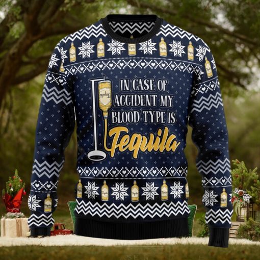Tequila My Blood Type Ugly Christmas Sweater Thankgiving Gift Men Women