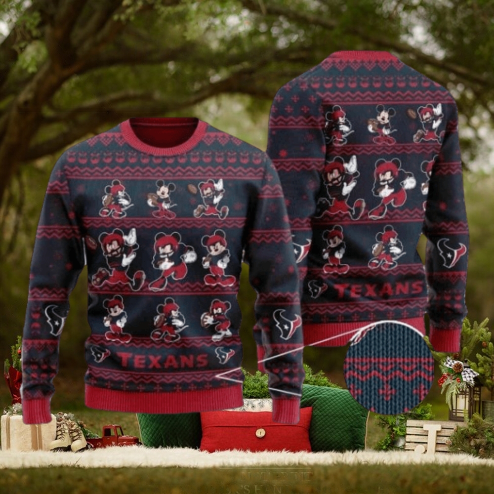 Texans Mickey Mouse Knitted Ugly Christmas Sweater Texans Mickey Mouse Knitted Ugly Christmas Sweater
