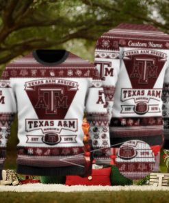 Texas AM Aggies Football Team Logo Ugly Christmas 3D Sweater Wintertime Custom Name