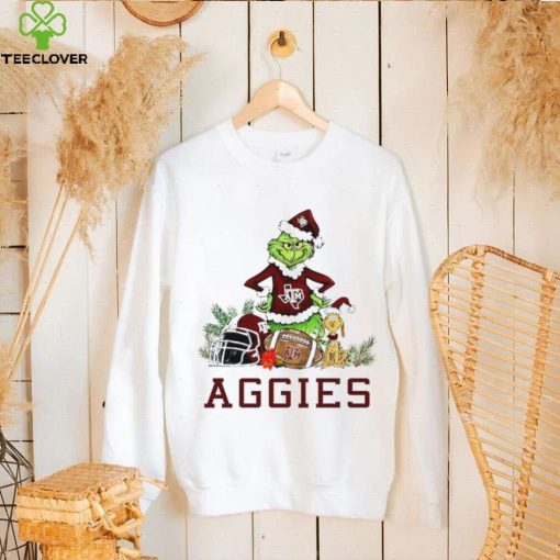 Texas A&M Aggies Grinch and Max dog funny Christmas hoodie, sweater, longsleeve, shirt v-neck, t-shirt