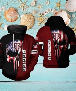 Texas A&M Aggies NCAA US Flag Skull 3D Printed Hoodie