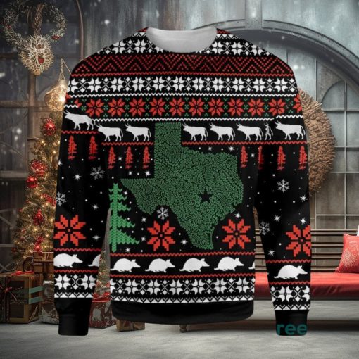 Texas Longhorn Bluebonnet Armadillo Ugly Christmas Sweater