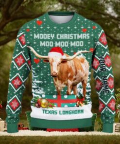 Texas Longhorn Moo Moo Moo Ugly Sweater Xmas, Custom Cow Ugly Sweatshirt Gift For Farmer Cow Lover