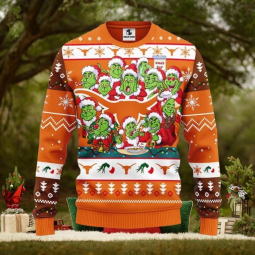 Texas Longhorns 12 Grinch Xmas Day Ugly Christmas Sweater For Sport Fans Christmas Gift