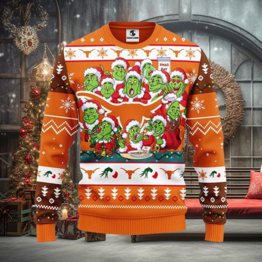 Texas Longhorns 12 Grinch Xmas Day Ugly Christmas Sweater For Sport Fans Christmas Gift