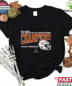 Texas Longhorns 2025 Chick fil A Peach Bowl Champions College Football Playoff Quarterfinal Vintage Style With Helmet Unisex T Shirt