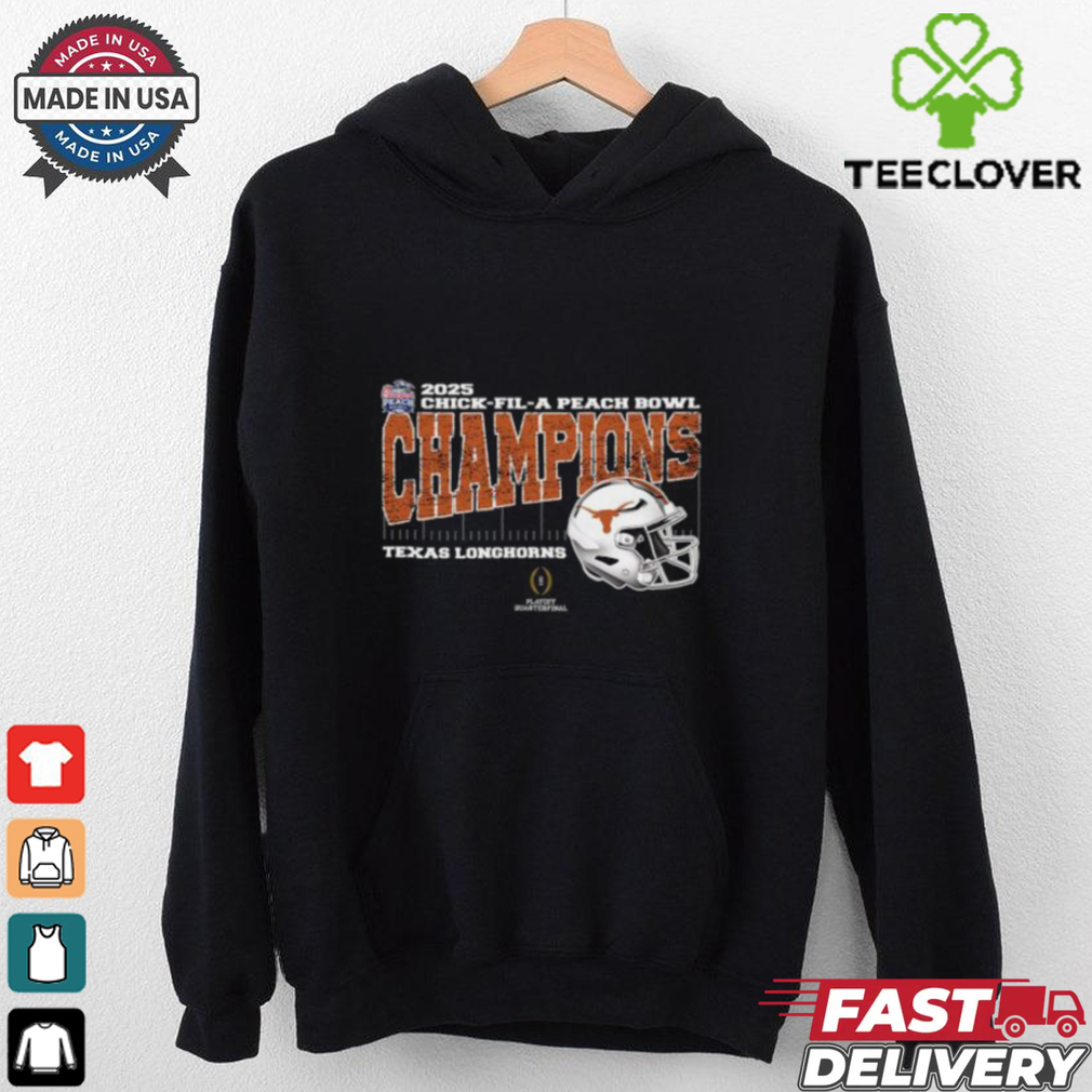 Texas Longhorns 2025 Chick fil A Peach Bowl Champions College Football Playoff Quarterfinal Vintage Style With Helmet Unisex T Shirt Texas Longhorns 2025 Chick fil A Peach Bowl Champions College Football Playoff Quarterfinal Vintage Style With Helmet Unisex T Shirt