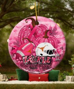 Texas Longhorns Circle Ceramic Ornament, Breast Cancer And Sport Team Ceramic Ornament