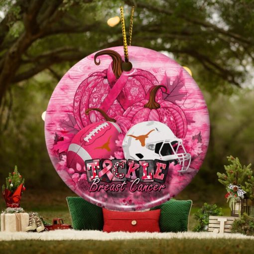 Texas Longhorns Circle Ceramic Ornament, Breast Cancer And Sport Team Ceramic Ornament