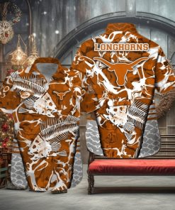 Texas Longhorns Fishing Short Sleeve Button Up Tropical Hawaiian Shirt
