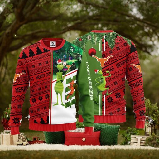 Texas Longhorns Grinch & Scooby doo Christmas Ugly Sweater 1