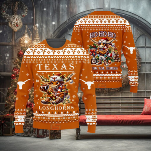 Texas Longhorns Hook Em Horns Christmas Sweater1