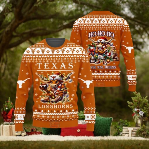 Texas Longhorns Hook Em Horns Christmas Sweater1