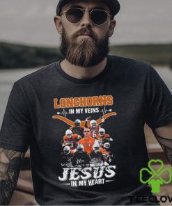 Texas Longhorns In My Veins Jesus In My Heart Signatures Shirt