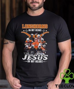 Texas Longhorns In My Veins Jesus In My Heart Signatures Shirt