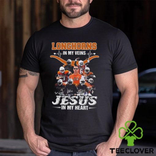 Texas Longhorns In My Veins Jesus In My Heart Signatures Shirt