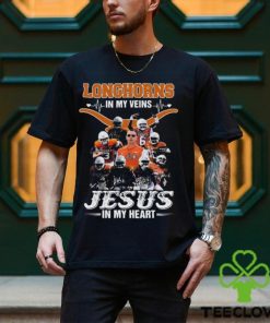 Texas Longhorns In My Veins Jesus In My Heart Signatures Shirt