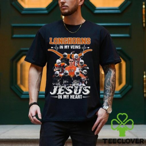 Texas Longhorns In My Veins Jesus In My Heart Signatures Shirt