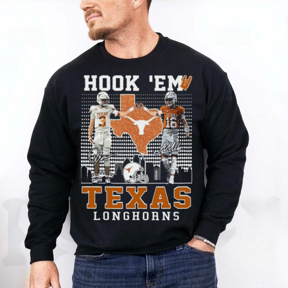Texas Longhorns Jordan Whittington Arch Manning Hook ‘Em T Shirt Texas Longhorns Jordan Whittington Arch Manning Hook ‘Em T Shirt