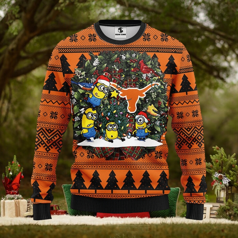 Texas Longhorns Minion Christmas Ugly Sweater Texas Longhorns Minion Christmas Ugly Sweater