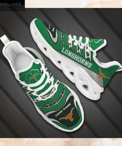 Texas Longhorns NCAA St. Patrick's Day Shamrock Custom Name Clunky Max Soul Shoes Sneakers For Mens Womens