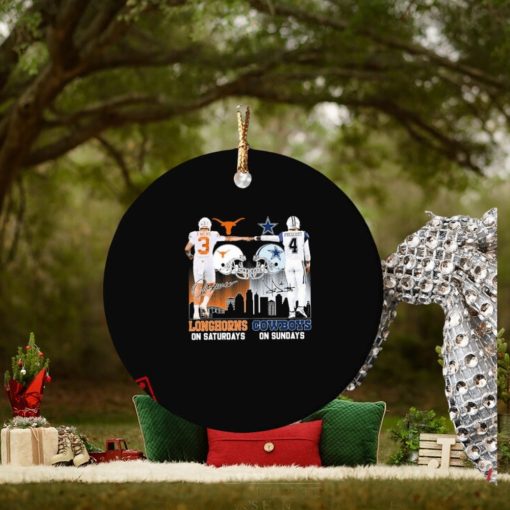 Texas Longhorns On Saturdays Dallas Cowboys On Sundays Ewers And Prescott Signatures Ornament Custom Name