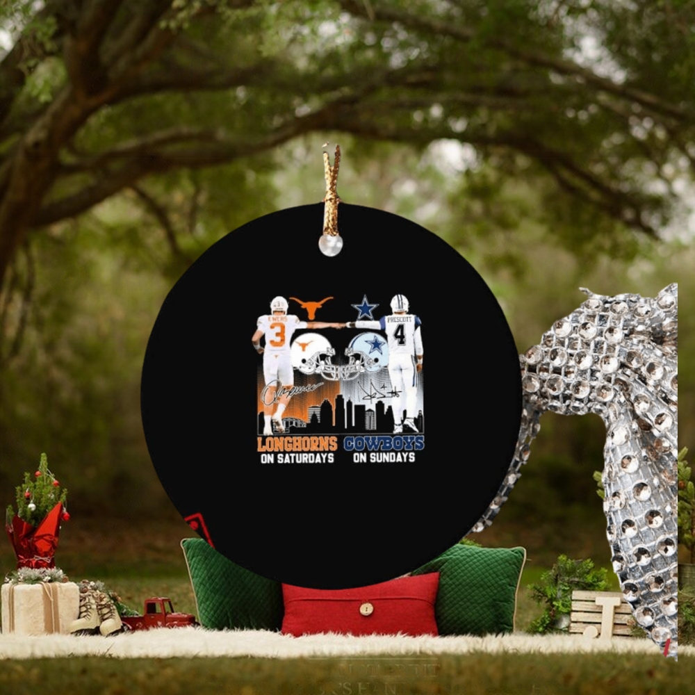 Texas Longhorns On Saturdays Dallas Cowboys On Sundays Ewers And Prescott Signatures Ornament Custom Name Texas Longhorns On Saturdays Dallas Cowboys On Sundays Ewers And Prescott Signatures Ornament Custom Name