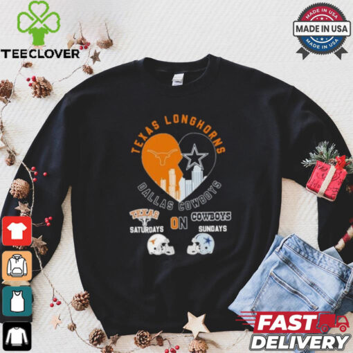 Texas Longhorns On Saturdays X Dallas Cowboys On Sundays Heart Skyline Shirt