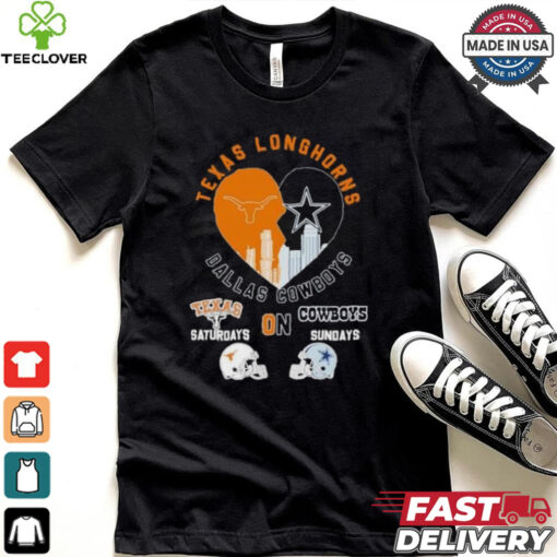 Texas Longhorns On Saturdays X Dallas Cowboys On Sundays Heart Skyline Shirt