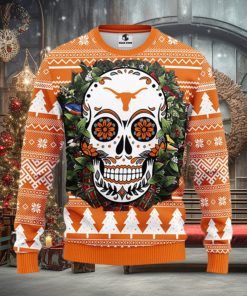 Texas Longhorns Skull Flower Ugly Christmas Ugly Sweater