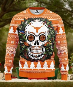 Texas Longhorns Skull Flower Ugly Christmas Ugly Sweater