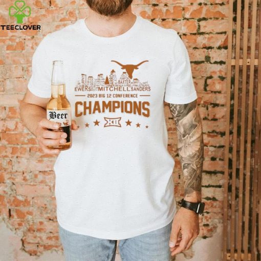 Texas Longhorns Skyline Players Name 2023 Big 12 Conference Football Champions Skyline Shirt