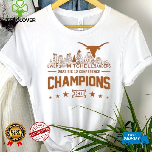 Texas Longhorns Skyline Players Name 2023 Big 12 Conference Football Champions Skyline Shirt