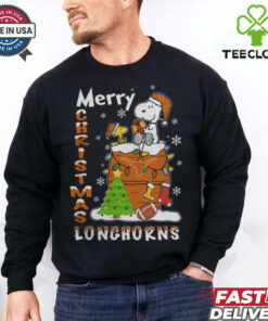 Texas Longhorns Snoopy And Woodstock Merry Christmas Shirt
