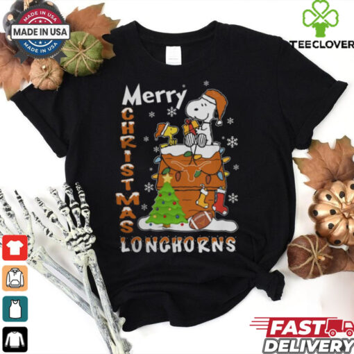 Texas Longhorns Snoopy And Woodstock Merry Christmas Shirt