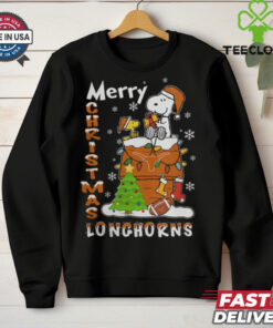 Texas Longhorns Snoopy And Woodstock Merry Christmas Shirt