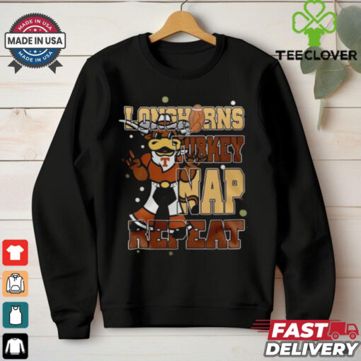 Texas Longhorns Turkey Nap Repeat Happy Thanksgiving Day Shirt