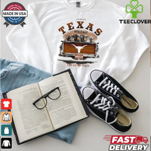 Texas Longhorns labs in truck Hook ‘Em shirt
